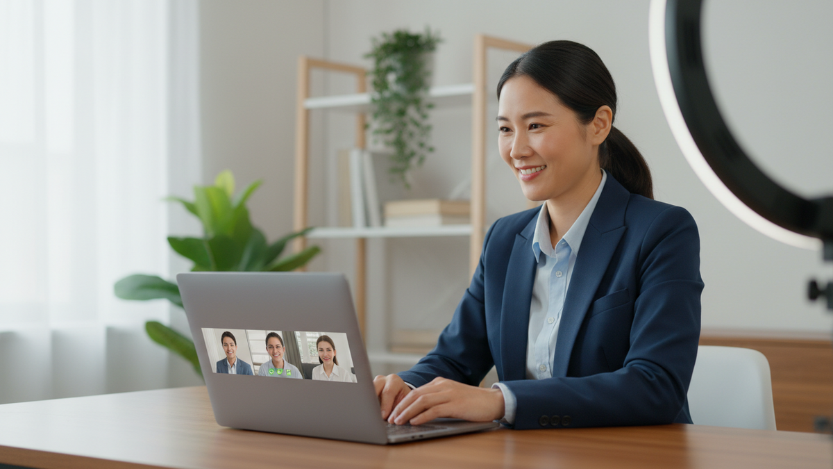 A person sitting at a desk, ready to ace the interview with essential tips for securing remote job offers.