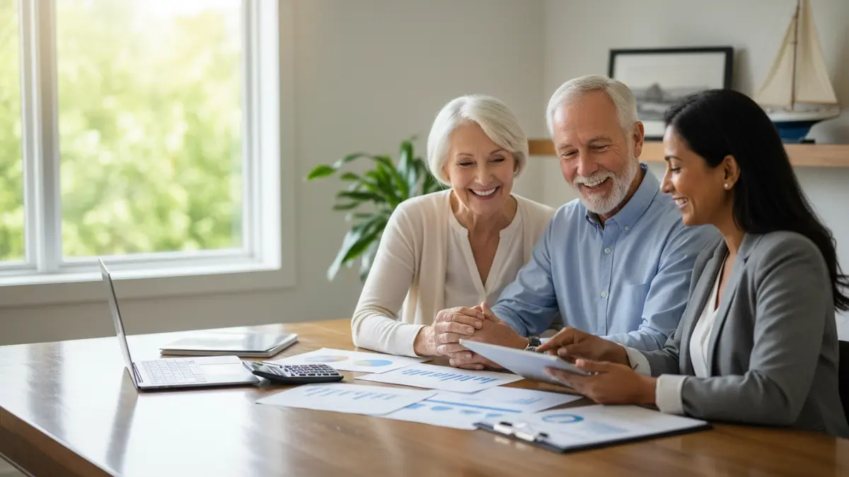 A senior couple reviewing documents to explore their 2026 benefits from government loans for seniors.